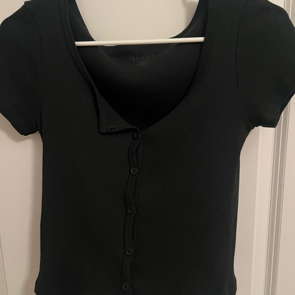 Brandy Melville Black Button-Down Top